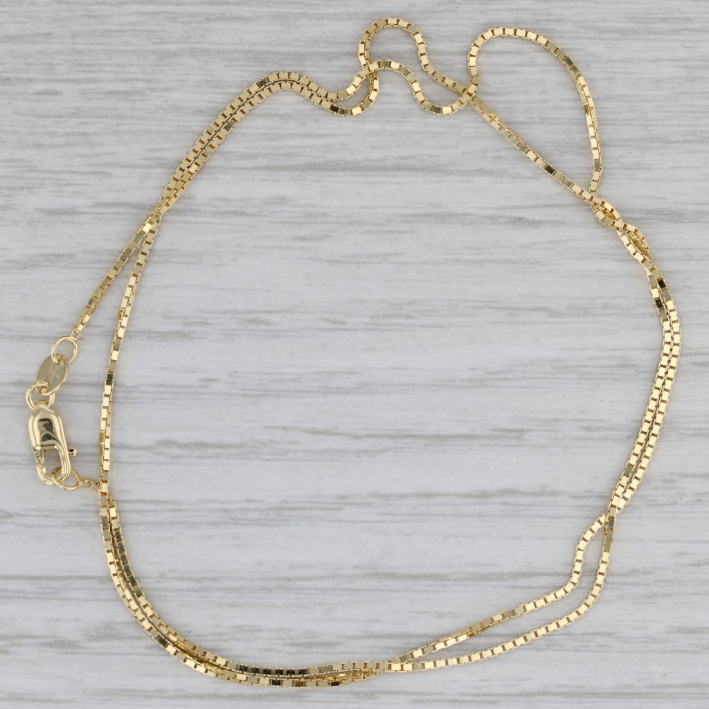 Gray New Box Chain Necklace 10k Yellow Gold 16" 0.9mm