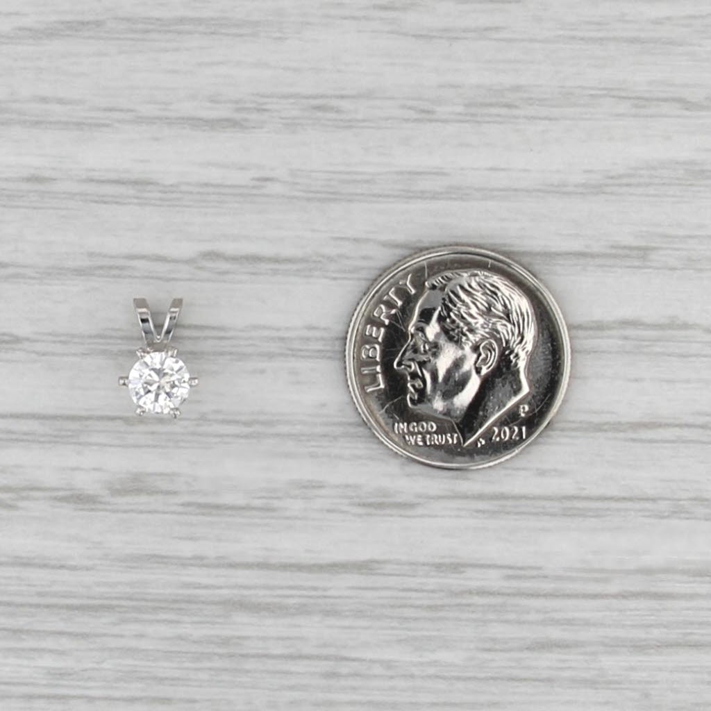 New 0.37ct Diamond Solitaire Pendant 14k White Gold Small Round Drop 6 Prong