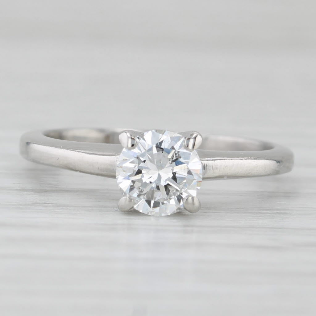 Light Gray 0.70ct Diamond Ring Platinum Round Solitaire Engagement Size 6