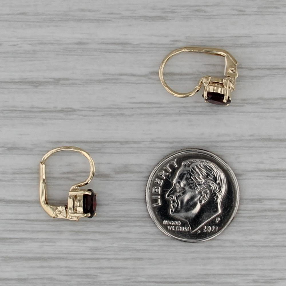 1.60ctw Garnet Drop Earrings 14k Yellow Gold Lever Backs