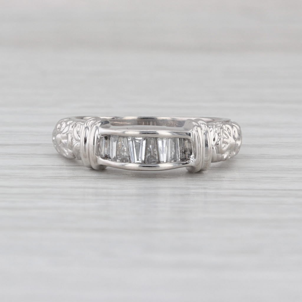 0.25ctw Diamond Wedding Ring 14k White Gold Floral Stackable Annivesary Band