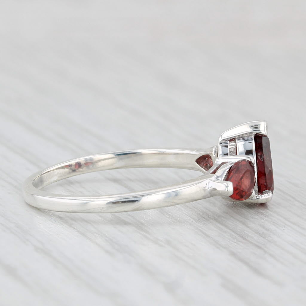 Light Gray 2.19ctw Pear 3-Stone Garnet Ring Sterling Silver Size 9.25