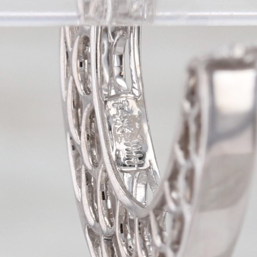 0.30ctw Diamond Hoop Earrings 14k White Gold Snap Top Oval Hoops
