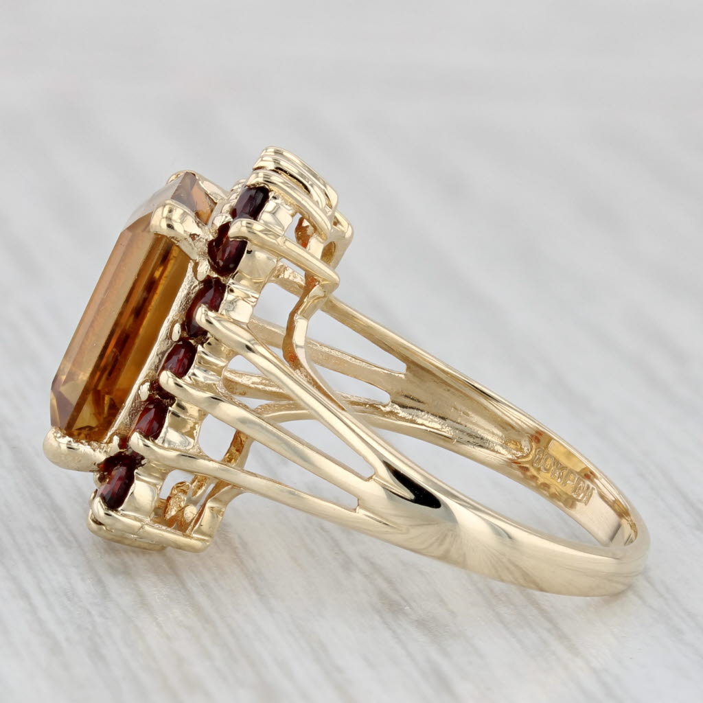 Light Gray 7.25ctw Citrine Garnet Halo Ring 10k Yellow Gold Size 8 Cocktail