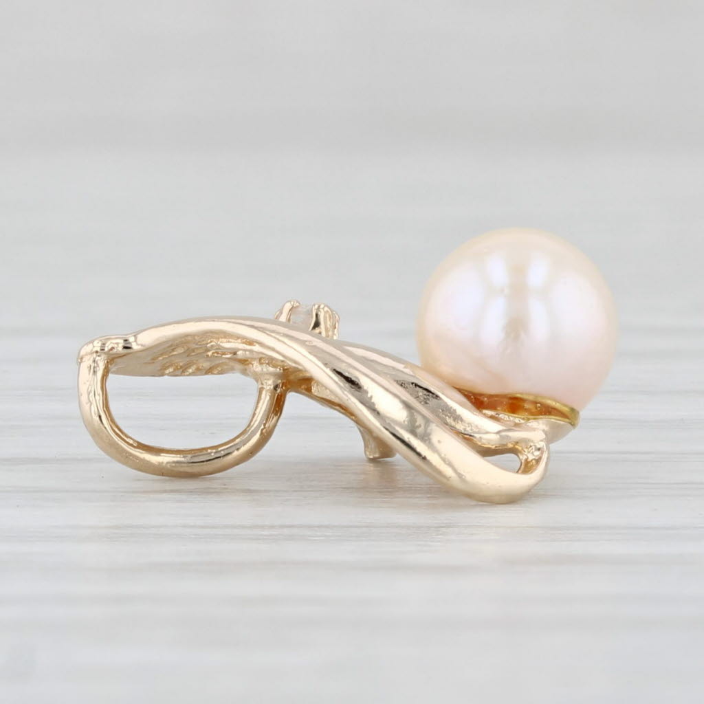 Light Gray Cultured Pearl Diamond Pendant 10k Yellow Gold