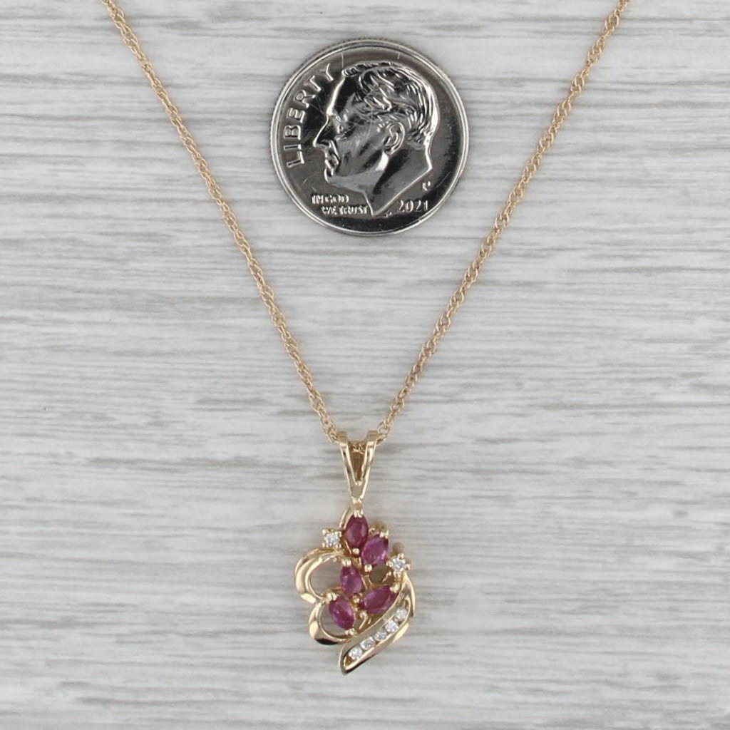 0.37ctw Pink Sapphire Diamond Pendant Necklace 14k Yellow Gold 18.5" Rope Chain