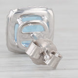 Gray 2.34ctw Blue Topaz Diamond Halo Stud Earrings 14k White Gold