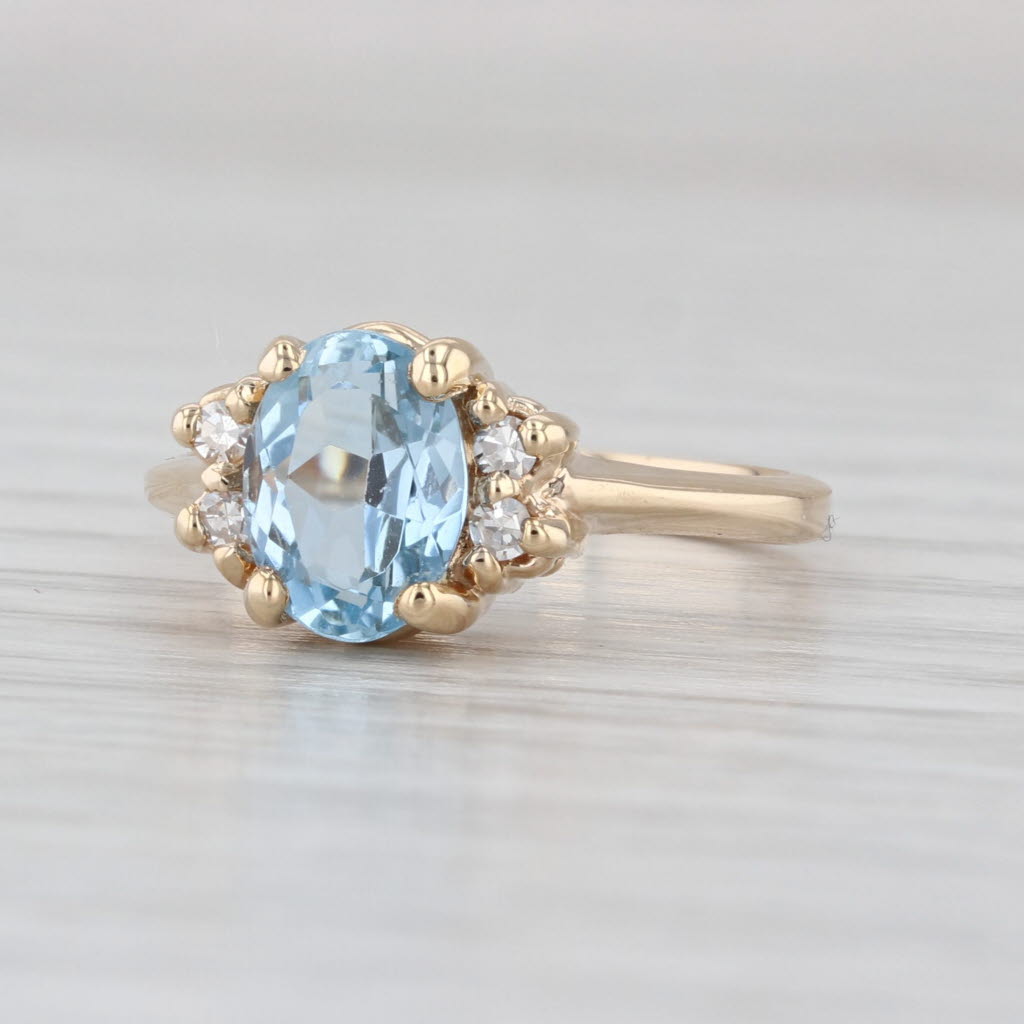 1.16ctw Oval Aquamarine Diamond Ring 14k Yellow Gold Size 4.75