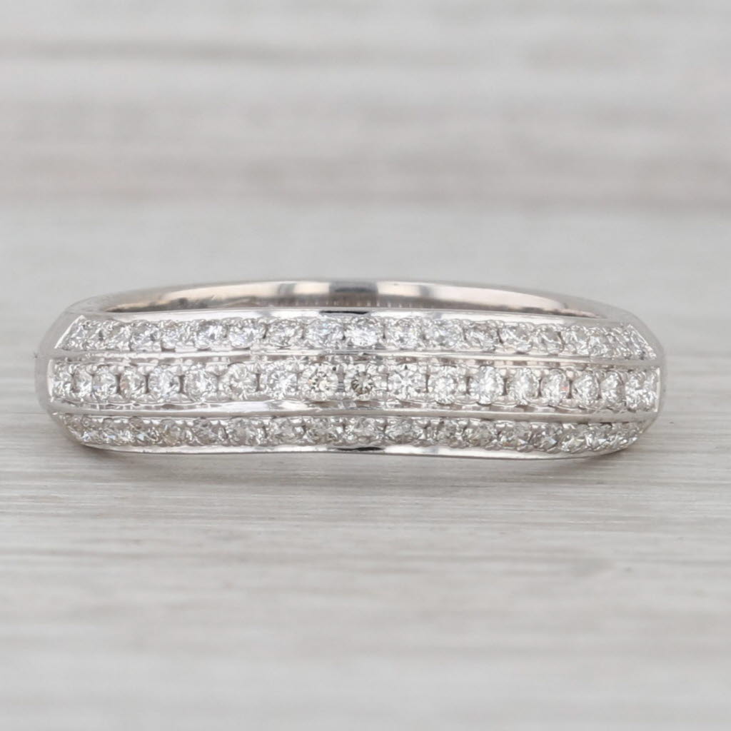 0.50ctw 3 Row Diamond Ring 14k White Gold Size 6.75 Wedding Anniverary Band