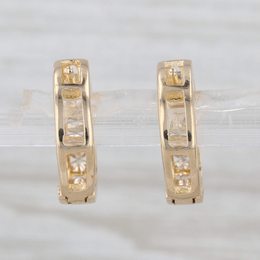 0.45ctw Diamond Hoop Earrings 14k Yellow Gold Small Round Hoops Snap Top