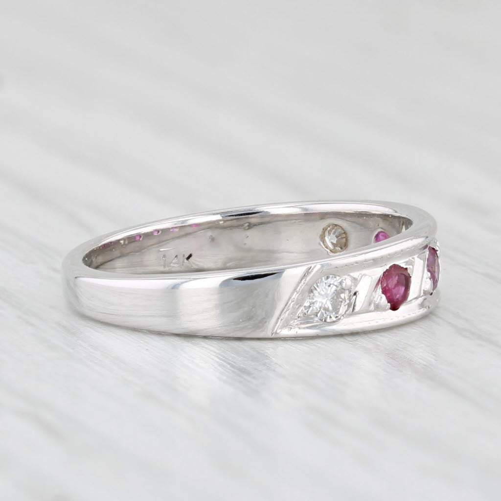 Light Gray Vintage 0.24ctw Ruby Diamond Ring 14k White Gold Wedding Band Stackable Sz 4.25