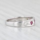 Vintage 0.24ctw Ruby Diamond Ring 14k White Gold Wedding Band Stackable Sz 4.25