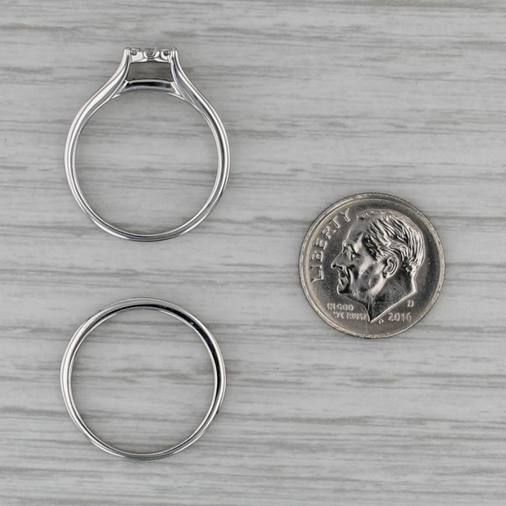 0.35ctw Diamond Halo Engagement Ring Wedding Band Bridal Set Sz 7 10k White Gold