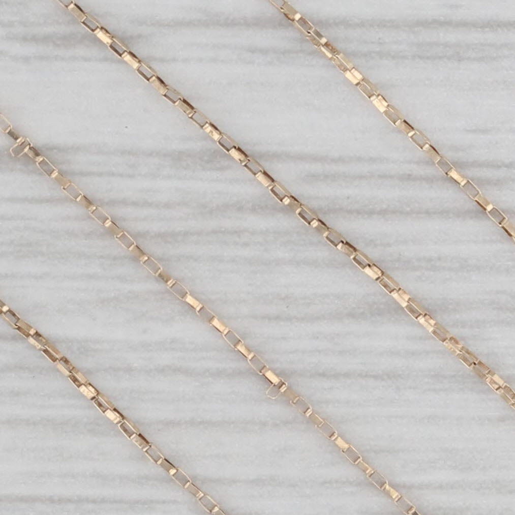 Gray Fine Elongated Box Chain Necklace 10k Yellow Gold 18" 0.7mm