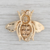 0.42ctw Diamond Bumble Bee Brooch 14k Yellow Gold Insect Pin