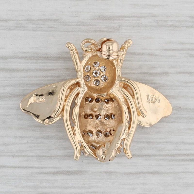 0.42ctw Diamond Bumble Bee Brooch 14k Yellow Gold Insect Pin