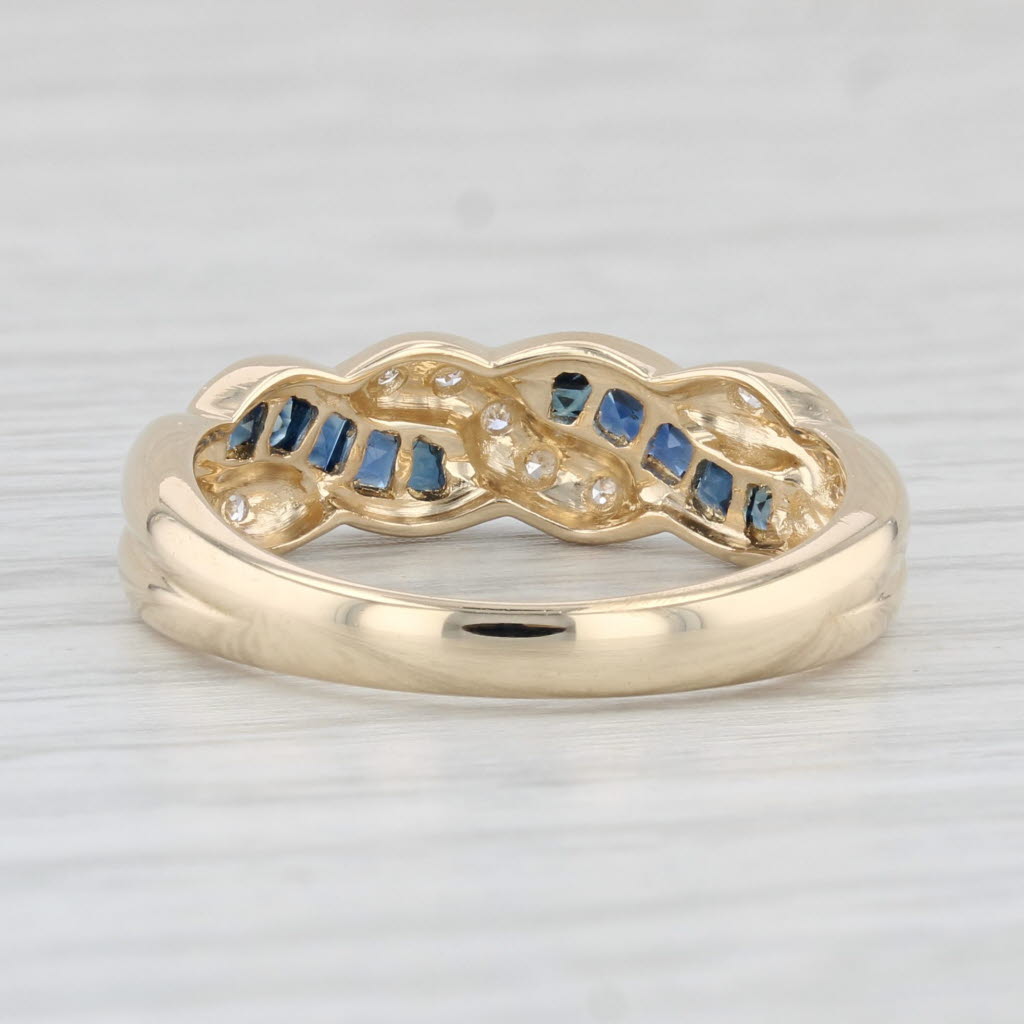 Light Gray 0.52ctw Blue Sapphire Diamond Woven Ring 14k Yellow Gold Size 7.5 Stackable