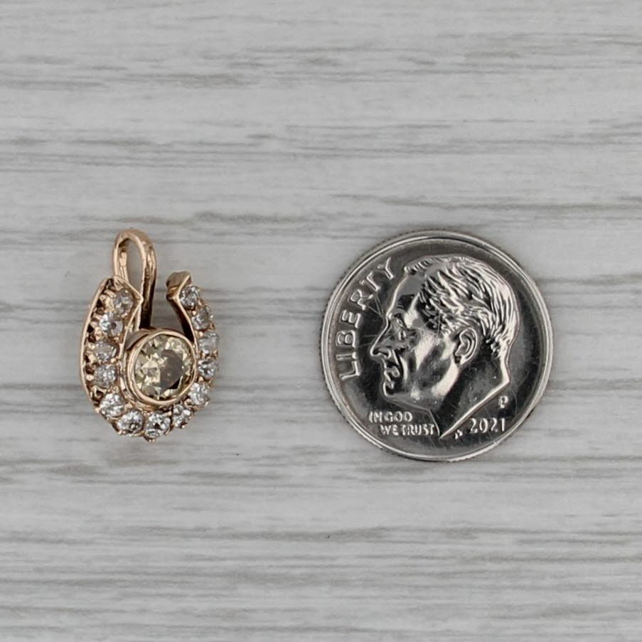 Antique 0.85ctw Horseshoe Pendant 10k Yellow Gold Stickpin Conversion