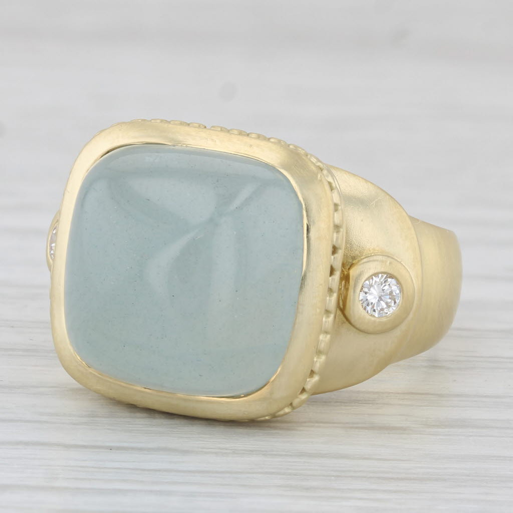 Gray Athena Seidengang Aquamarine Diamond Ring 18k Yellow Gold Size 8 Cocktail