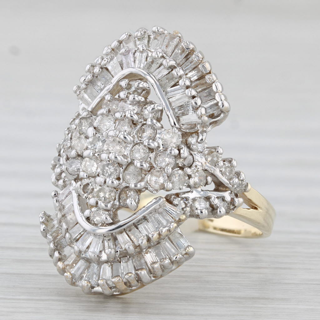 Light Gray 1.82ctw Diamond Cocktail Cluster Ring 10k Gold Size 7.5