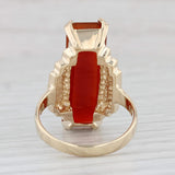 Light Gray Red Orange Chalcedony Ring 14k Yellow Gold Size 8