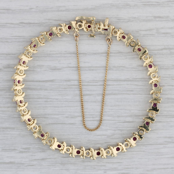 1.80ctw Ruby Diamond Tennis Bracelet 14k Yellow Gold 7" 5.3mm
