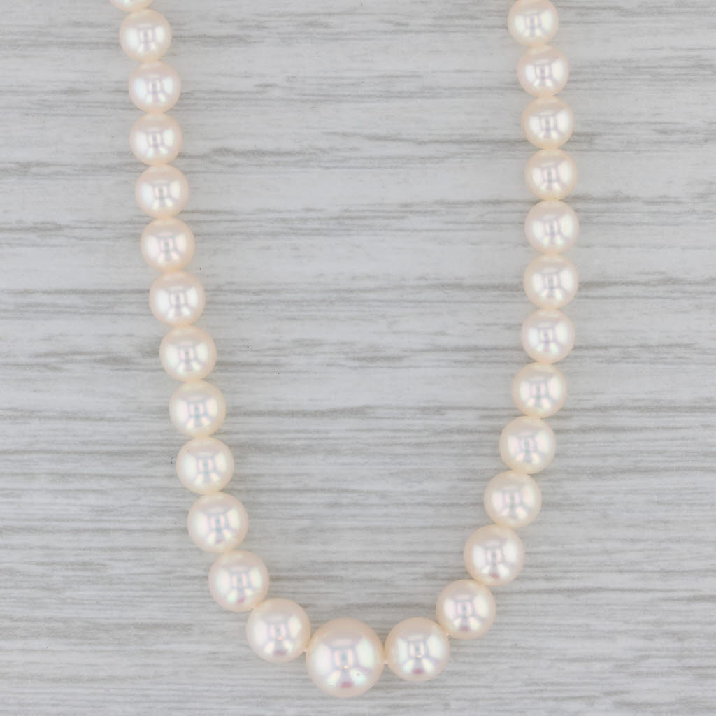 Gray Mikimoto Single Pearl Strand Necklace Silver Vintage with Box New Old Stock