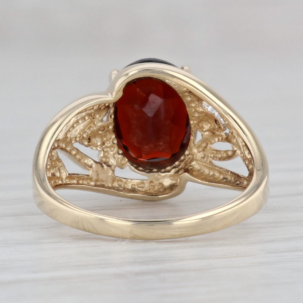 Gray 2.65ct Oval Garnet Ring 10k Yellow Gold Size 7 Diamond Accents