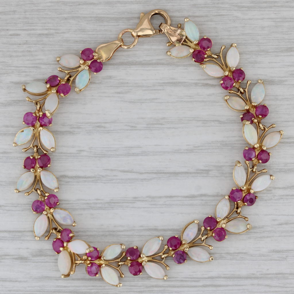 Opal Ruby Butterfly Bracelet 14k Yellow Gold 6.75" 10.1mm Milor Italy