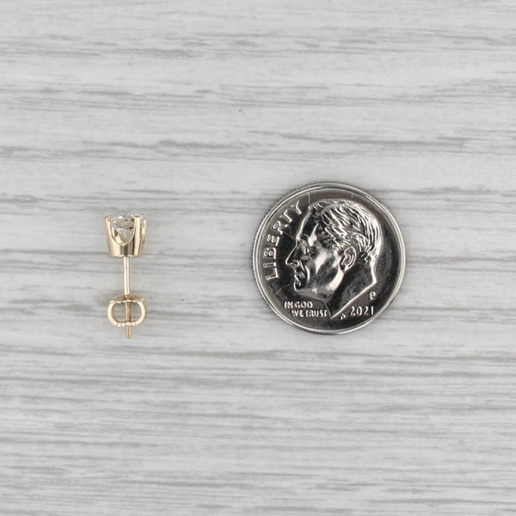 0.41ct Single Diamond Stud Earring 14k Yellow Gold Round Solitaire Screw Back