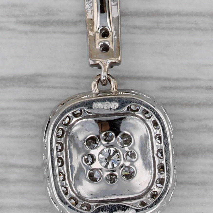 Dark Gray 0.36ctw Diamond Halo Pendant Necklace 14k White Gold 18" Cable Chain