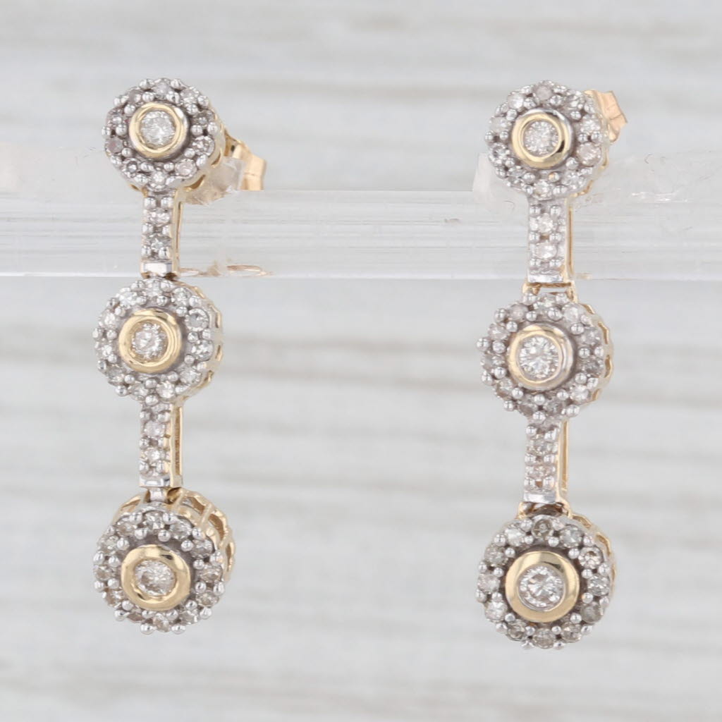 Light Gray 0.40ctw Diamond Journey Drop Earrings 14k Yellow Gold