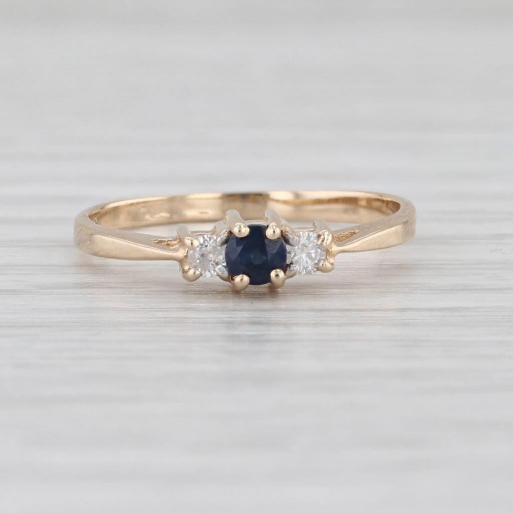 0.11ctw Blue Sapphire Diamond Ring 14k Yellow Gold Size 5.75