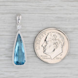 Gray New 2.57ctw Blue Topaz Diamond Teardrop Pendant 14k White Gold