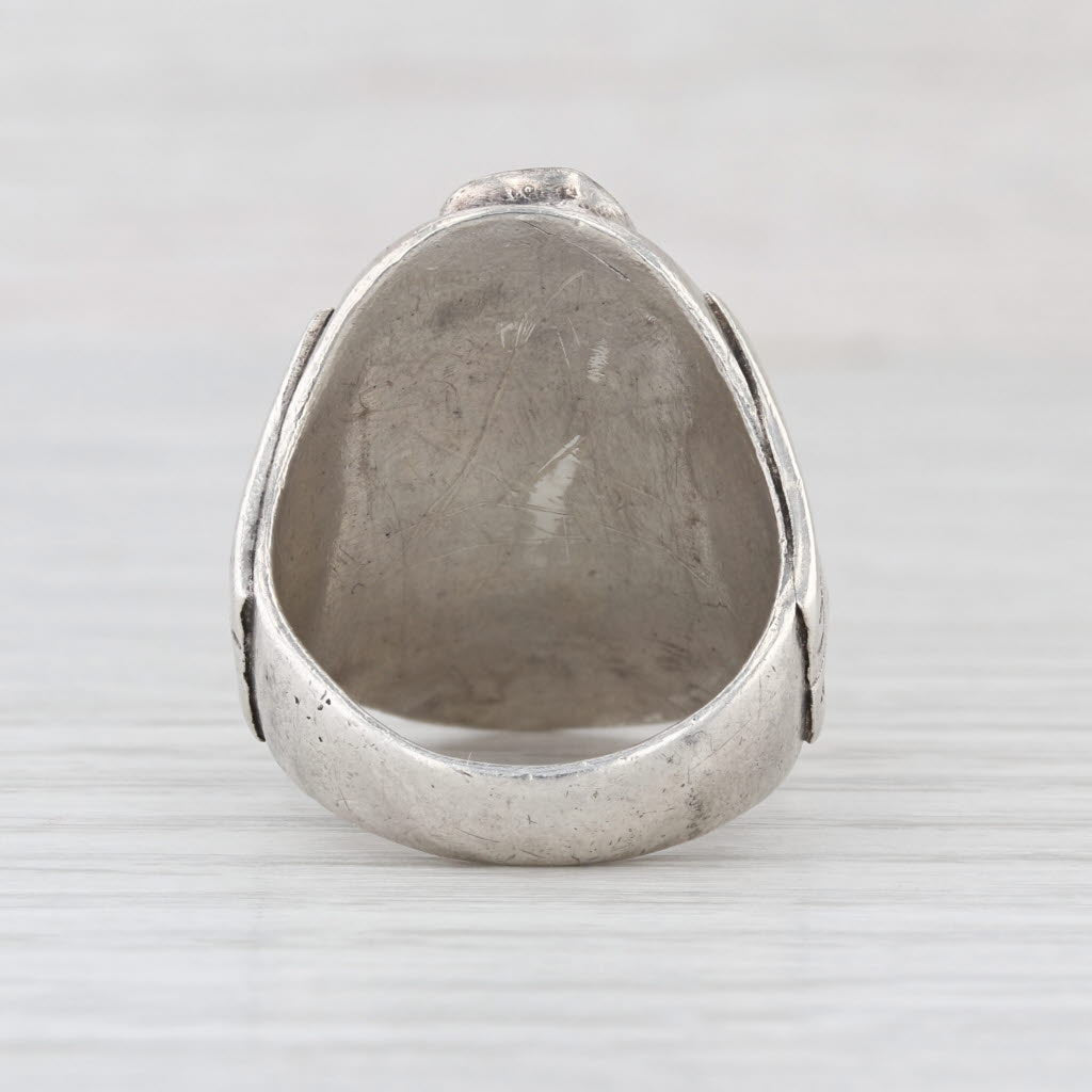 Vintage Native American Green Turquoise Shell Ring Sterling Silver Size 8.75