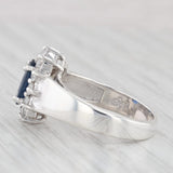 1.76ctw Oval Sapphire White Zircon Halo Flower Ring Sterling Silver Size 5.5