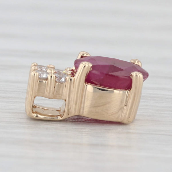 1ctw Oval Lab Created Ruby Diamond Pendant 14k Yellow Gold Small Drop
