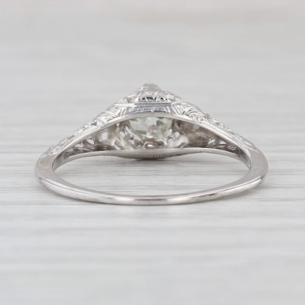 0.63ct Diamond Solitaire Filigree Engagement Ring 18k White Gold Size 8.25
