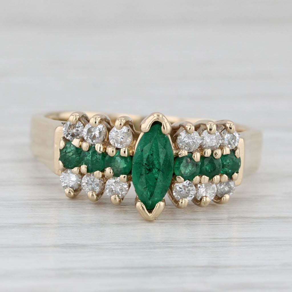 Light Gray 1.12ctw Emerald Diamond Ring 14k Yellow Gold Size 6.5 Tiered Pyramid