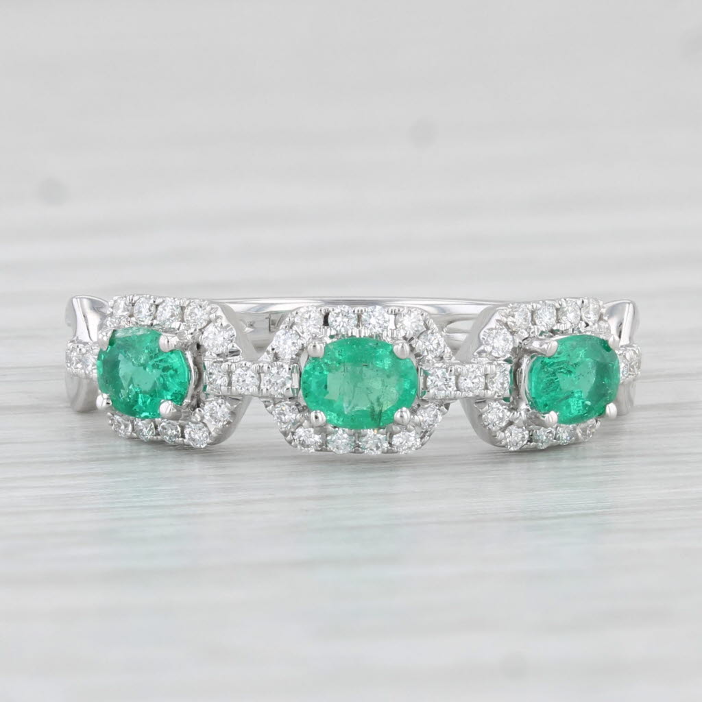 Light Gray 0.71ctw Emerald Diamond Ring 14k White Gold Size 6.5 Stackable