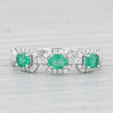 0.71ctw Emerald Diamond Ring 14k White Gold Size 6.5 Stackable