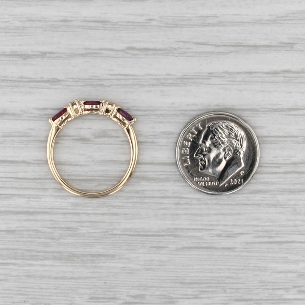 0.31ctw Ruby Diamond Ring 14k Yellow Gold Stackable Wedding Band Size 6