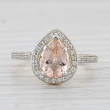 1.38ctw Pear Morganite Diamond Halo Ring 14k Yellow Gold Size 6.5 Engagement