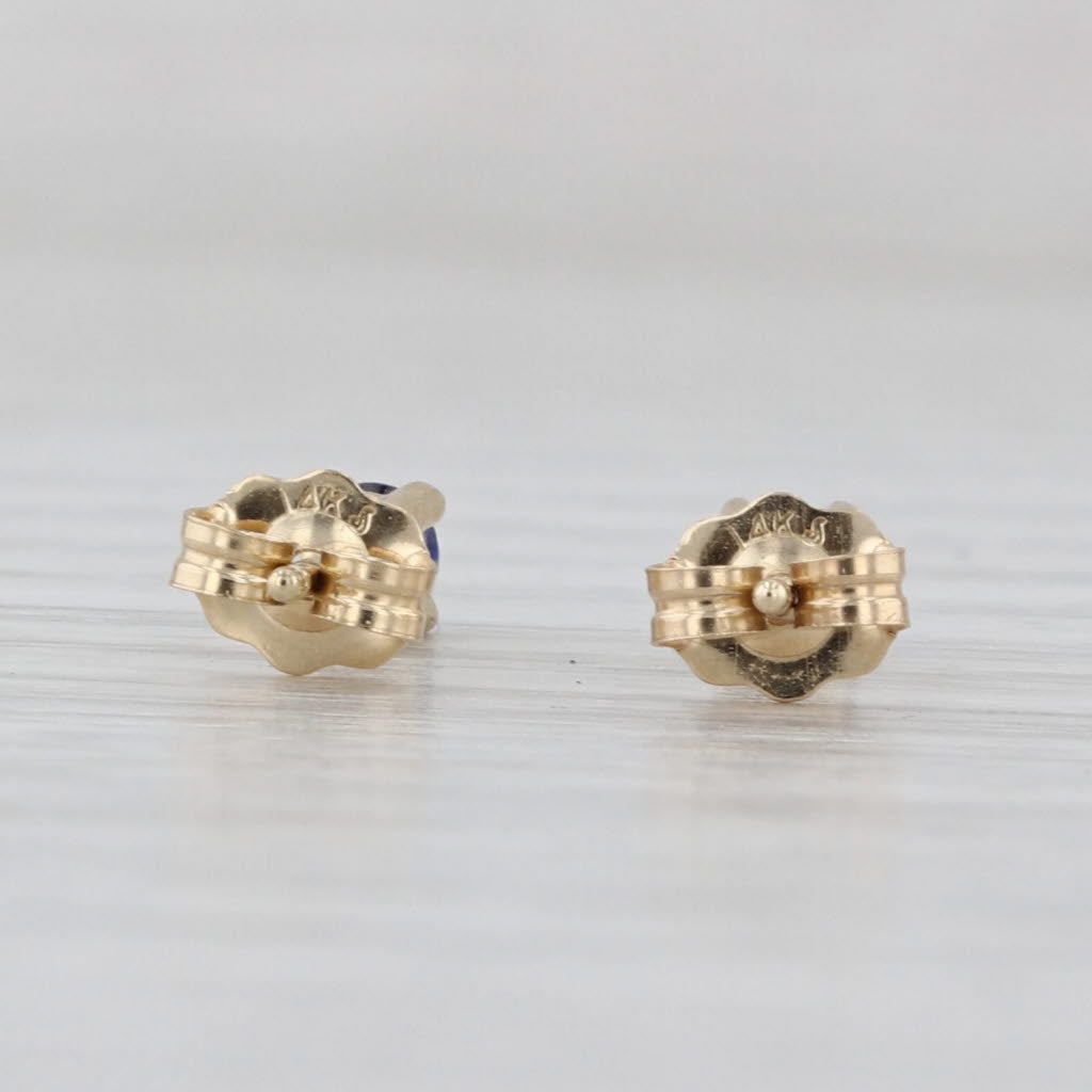 0.30ctw Lab Created Blue Sapphire Stud Earrings 14k Yellow Gold Round Solitaires
