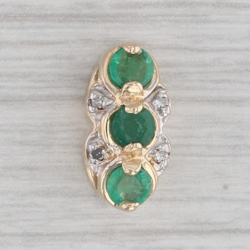 Gray Vintage Richard Klein 0.30ctw Emerald Diamond Slide Bracelet Charm 14k Gold