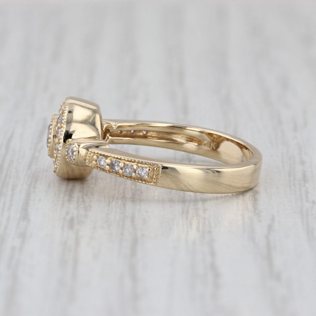 Effy 0.34ctw Round Diamond Halo Engagement Ring 14k Yelllow Gold Size 7