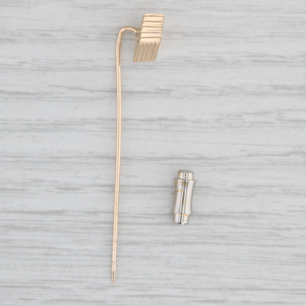 Light Gray Vintage Tiffany & Co Cube Stickpin 14k Yellow Gold Push On Back