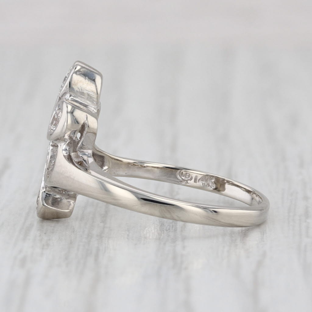 Vintage Converted Stickpin 0.19ctw Diamond Ring 14k White Gold Size 6.25