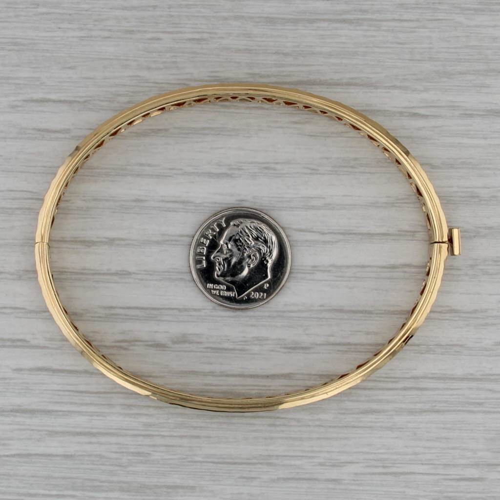 Michael M Hammered Bangle Bracelet 18k Yellow Gold 7.25" 8mm