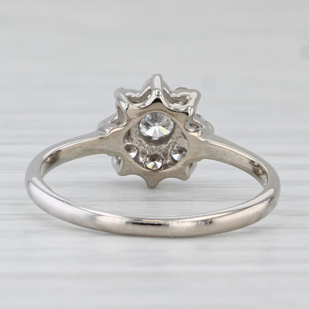 Light Gray 0.40ctw Round Diamond Engagement Ring 14k White Gold Flower Design